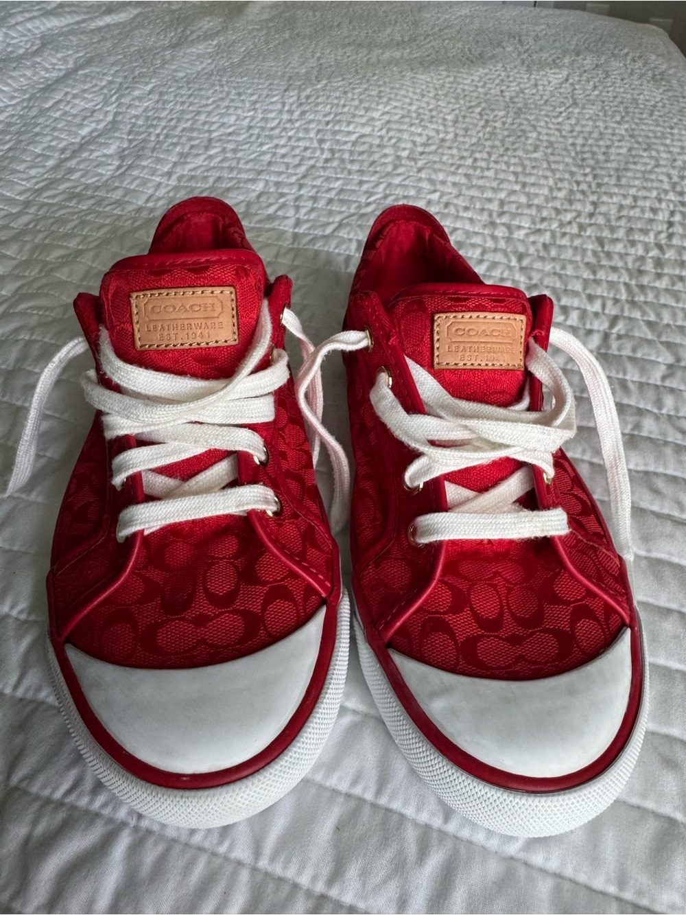 coach barrett signature canvas red sneakers size 7.5b